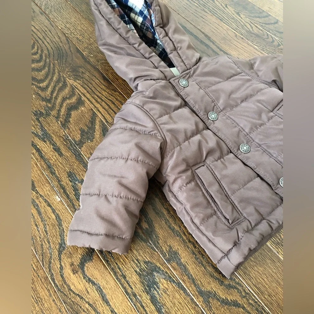 *NWOT* Carter’s 3-6M Brown Quilted Puffer Jacket Snap Buttons w/Pockets & Hood